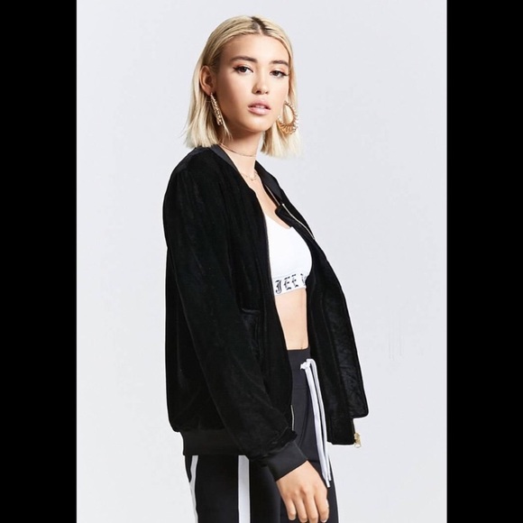 Forever 21 Velvet Bomber Jacket - Picture 2 of 7